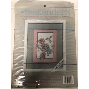 Counted Cross Stitch Kit ~ SNACK TIME ~ HUMMINGBIRD Flower Weekender Vintage NEW
